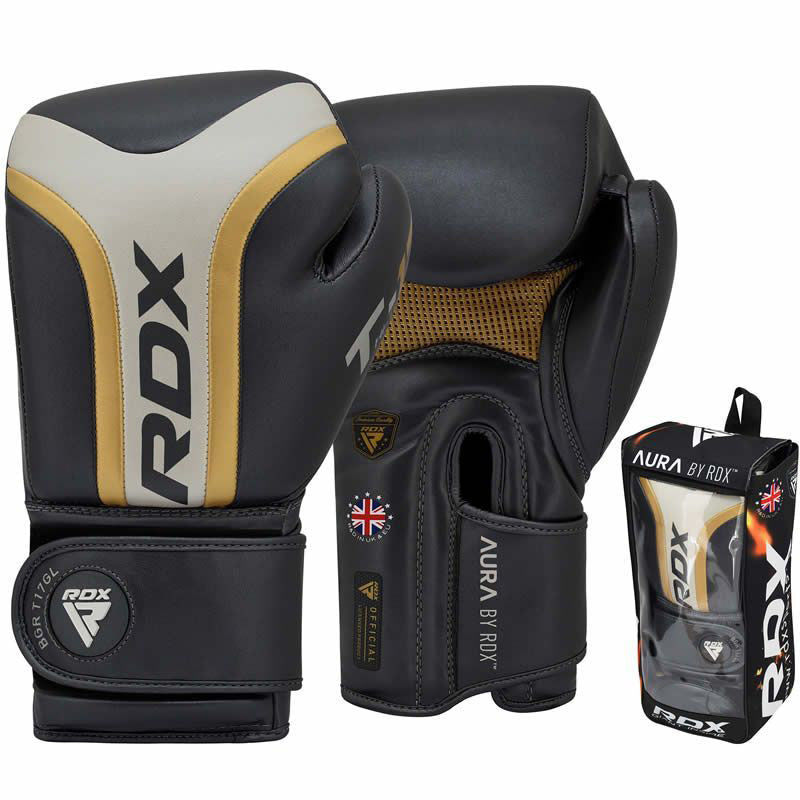 RDX T17 Aura 16oz Golden Boxing Gloves