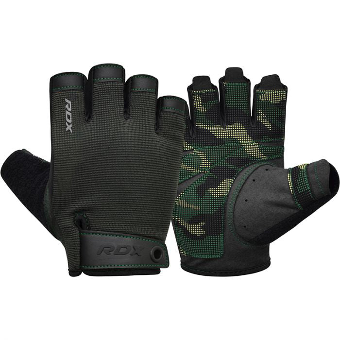 RDX T2 Weightlifting Half Finger Gym Gloves#color_army-green