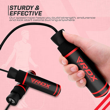 RDX SR Adjustable 10.3ft Non-Slip Memory Foam Soft Handles Skipping Rope#color_red