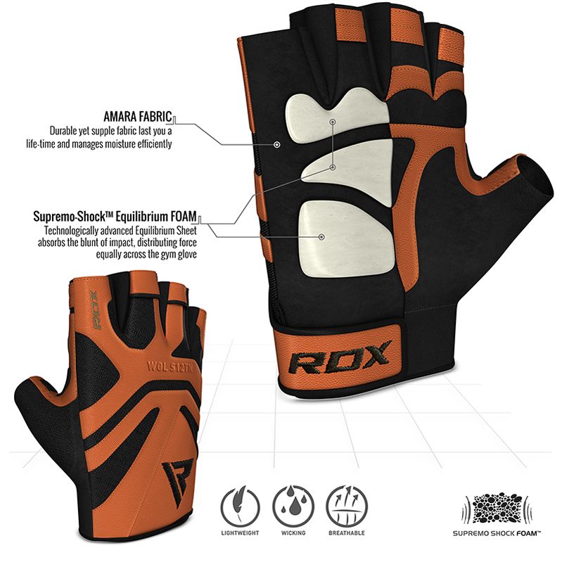 RDX S12 Short Finger Heavy Weight Lifting Leather Gym Gloves & Leather Weightlifting Gym