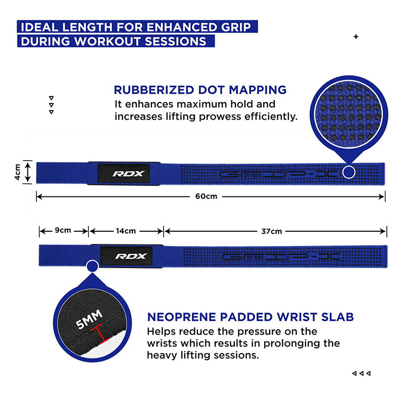 RDX S4 Weightlifting Wrist Straps#color_blue