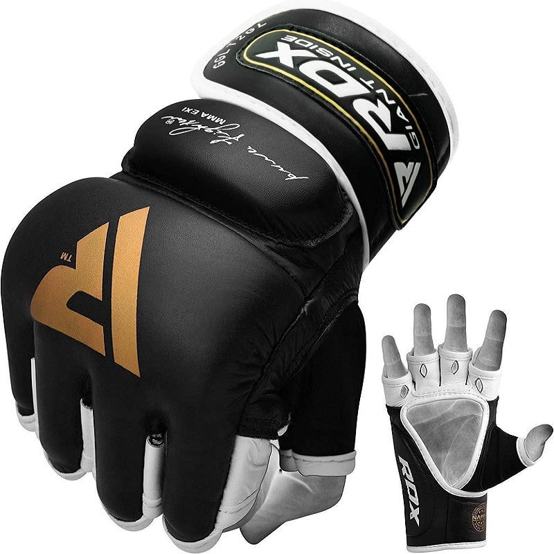 RDX T2 Quest Medium Golden Leather MMA Gloves 