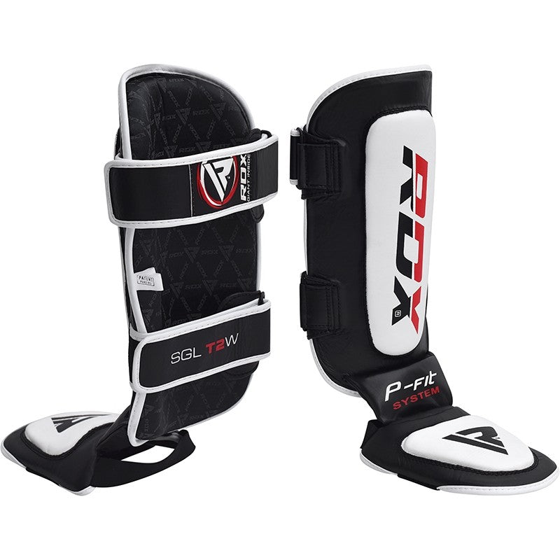 RDX T2 Large White Leather MMA Shin Instep Guards   
