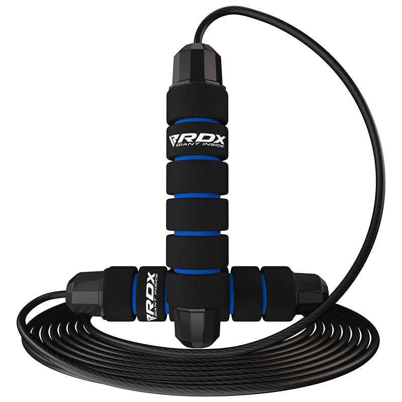 RDX W1 Weighted Jump Rope With Foam Handels#color_blue
