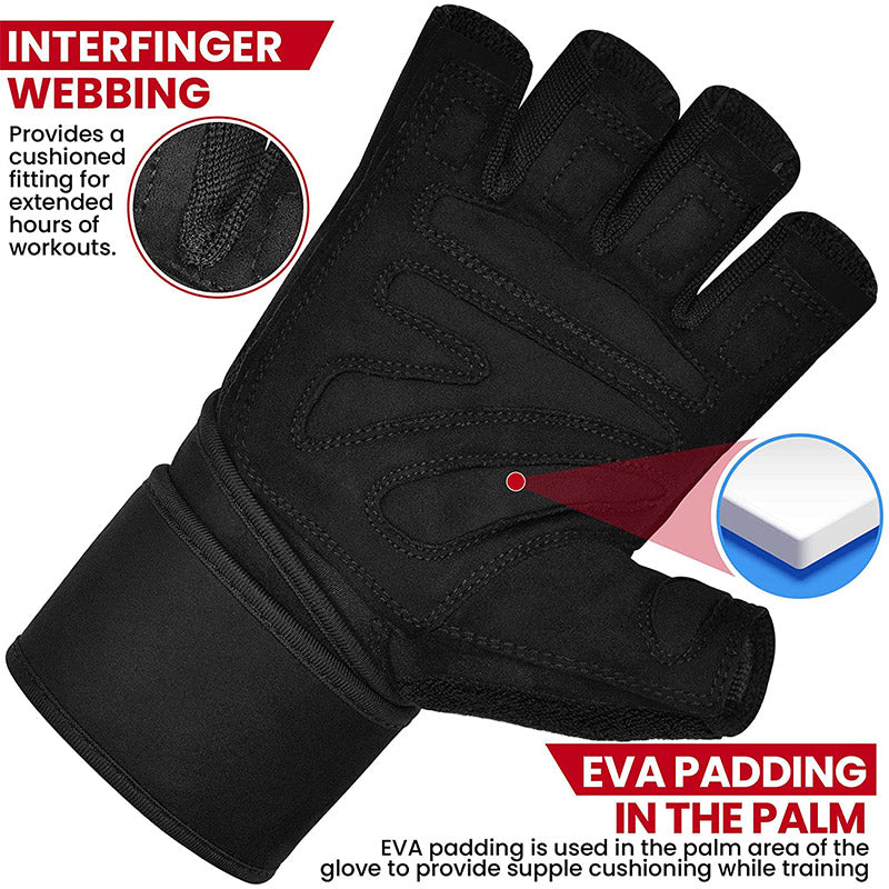 RDX L4 Open Finger Weightlifting Gym Gloves#color_black