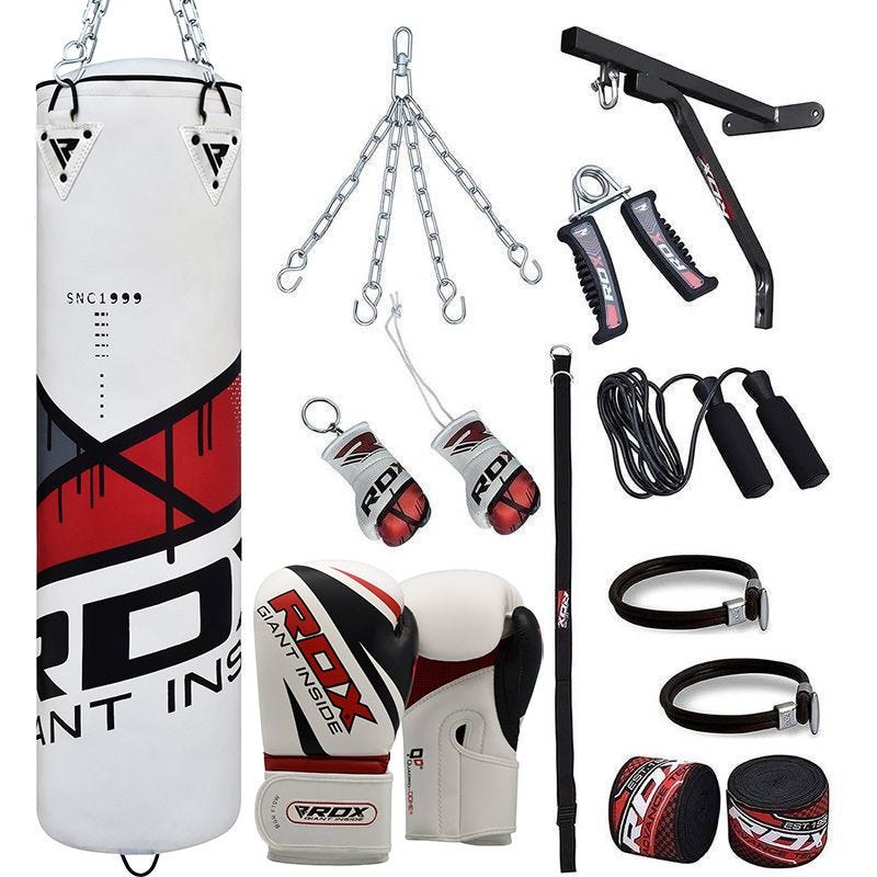 RDX F7 Ego Red 5ft Filled 17pc Punch Bag with 12oz Gloves