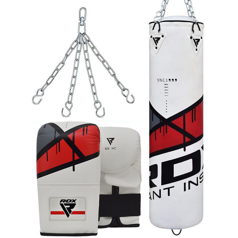 RDX red training punching bag with mitts