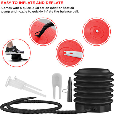 RDX B1 Inflatable Anti-Slip Yoga Ball with Portable Foot Air Pump#color_red
