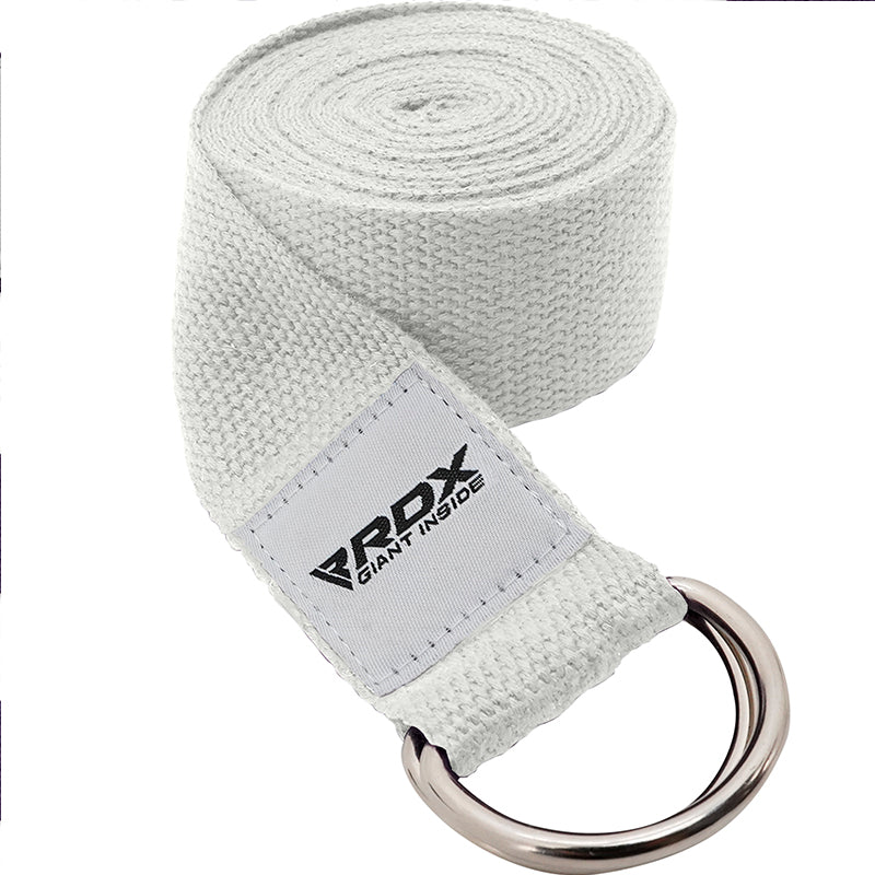 RDX P8 Non-Slip Cotton Yoga Strap with Rust Proof Steel D-Ring Buckle#color_grey